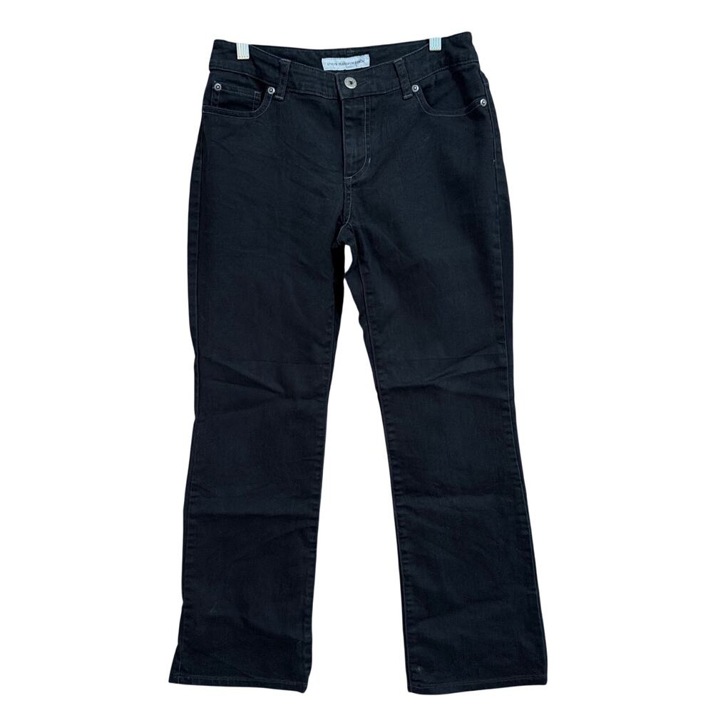 Chicos Womens Jeans Black Platinum Denim Mid Rise Straight Stretch 0R